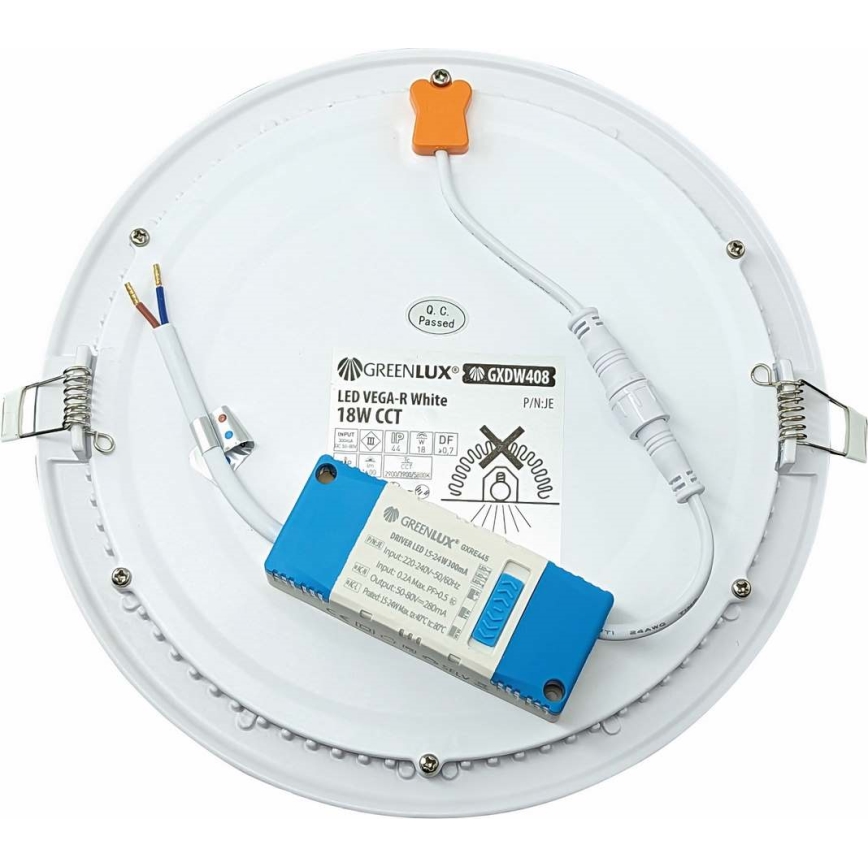 Spot encastrable VEGA LED/18W/230V 2900/3900/5800K d. 22,5 cm blanc