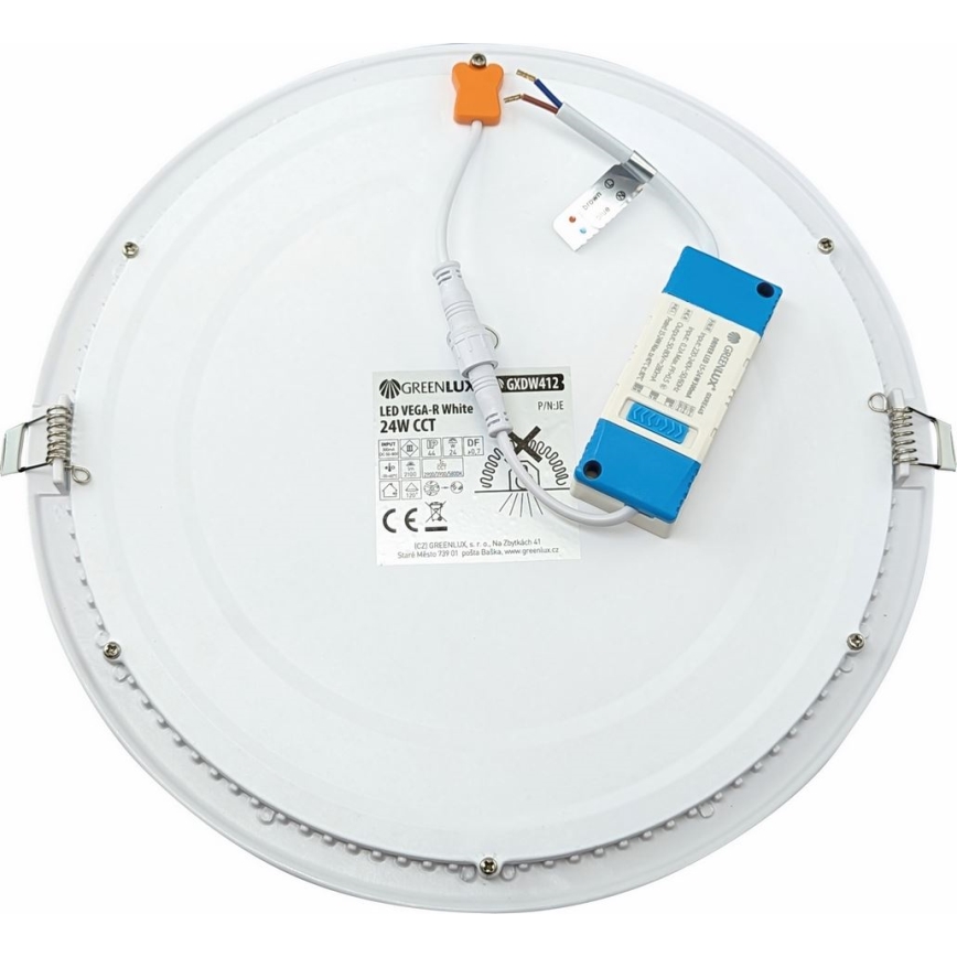 Spot encastrable VEGA LED/24W/230V 2900/3900/5800K d. 30 cm blanc