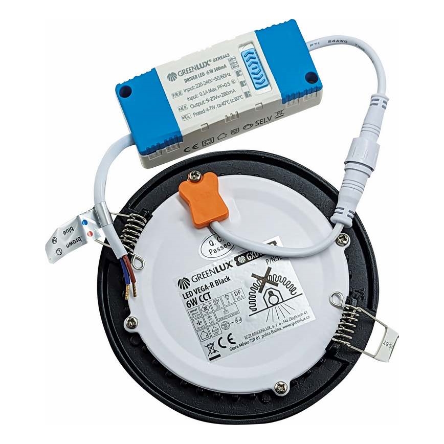 Spot encastrable VEGA LED/6W/230V 2900/3900/5800K d. 12,5 cm noir