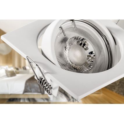 Spot encastré 1xGU10/MR16/10W/230V 9x9 cm blanc