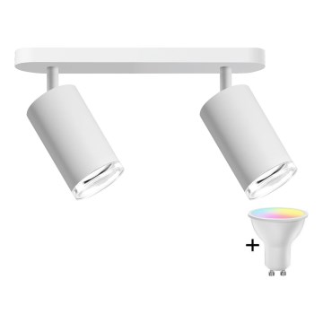 Spot encastré de salle de bain dimmable LED RGBW TURYN 2xGU10/6,5W/230V 2700-6500K Wi-Fi IP44 blanc