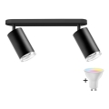 Spot encastré de salle de bain dimmable LED RGBW TURYN 2xGU10/6,5W/230V 2700-6500K Wi-Fi IP44 noir