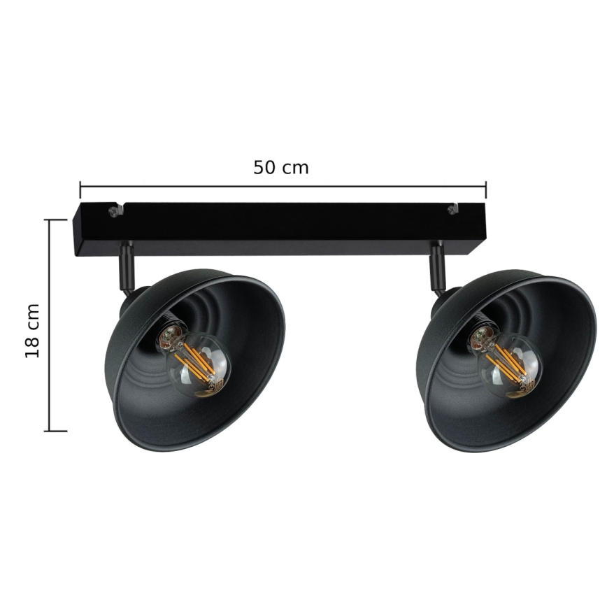 Spot FAUN 2xE27/60W/230V noir