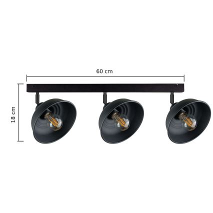 Spot FAUN 3xE27/60W/230V noir