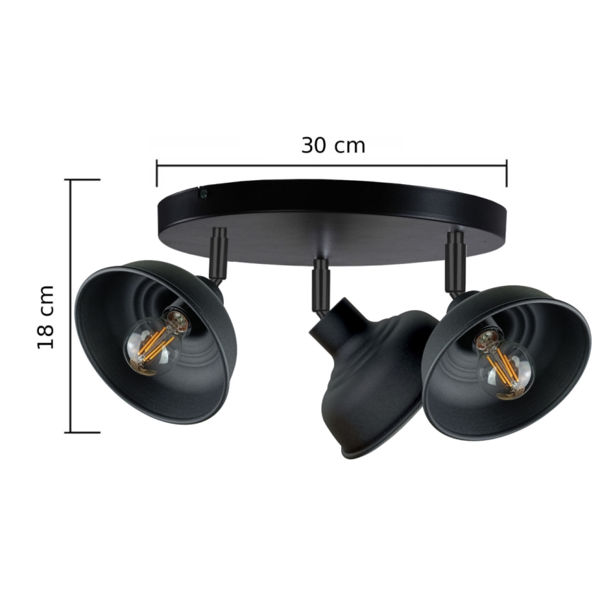 Spot FAUN 3xE27/60W/230V noir