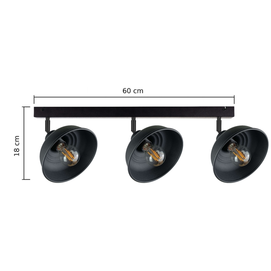 Spot FAUN 3xE27/60W/230V zwart