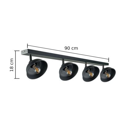 Spot FAUN 4xE27/60W/230V noir
