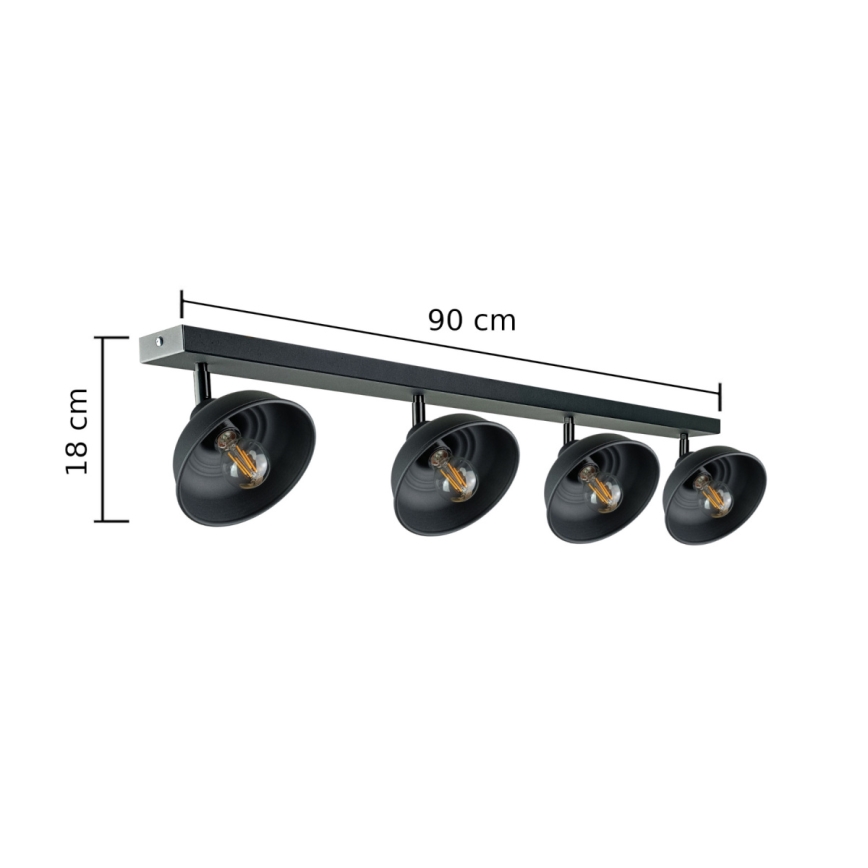 Spot FAUN 4xE27/60W/230V noir