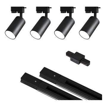 Spot in een rail systeem 4xGU10/25W/230V zwart