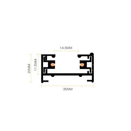 Spot in een rail systeem 4xGU10/25W/230V zwart