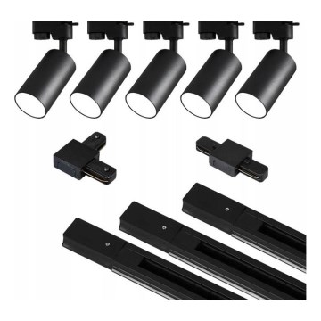 Spot in een rail systeem 5xGU10/25W/230V zwart