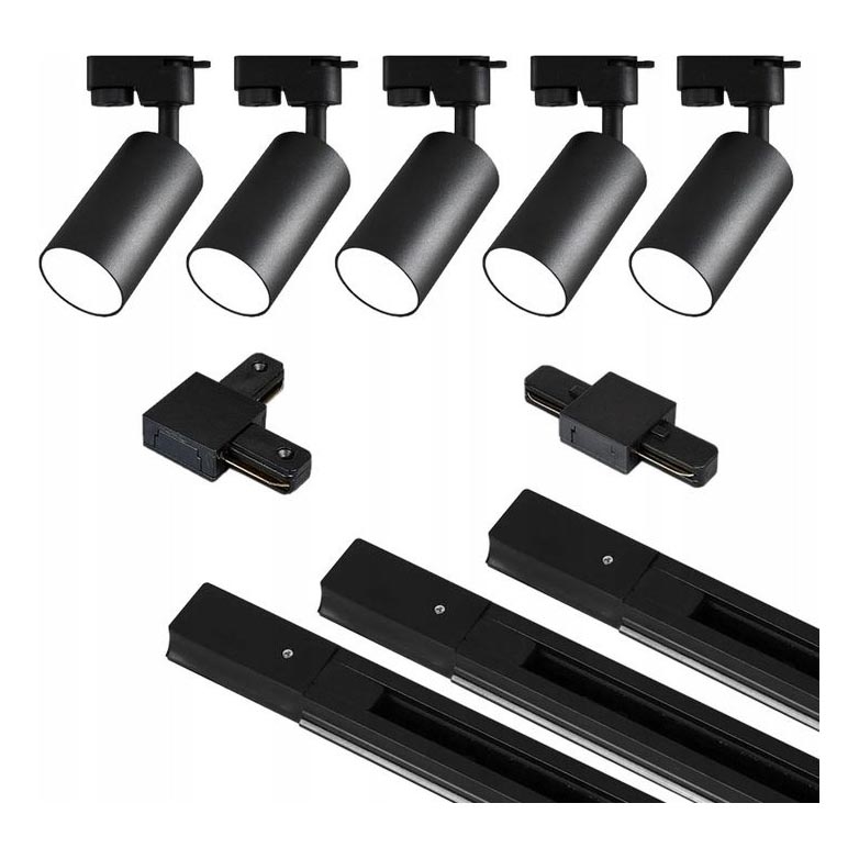 Spot in een rail systeem 5xGU10/25W/230V zwart