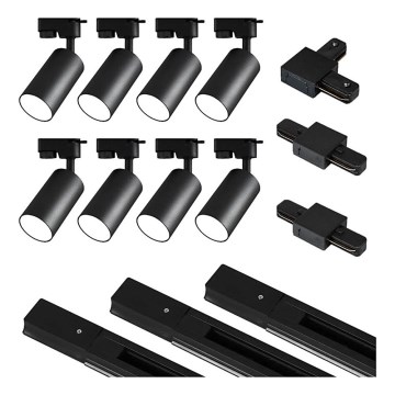 Spot in een rail systeem 8xGU10/25W/230V zwart