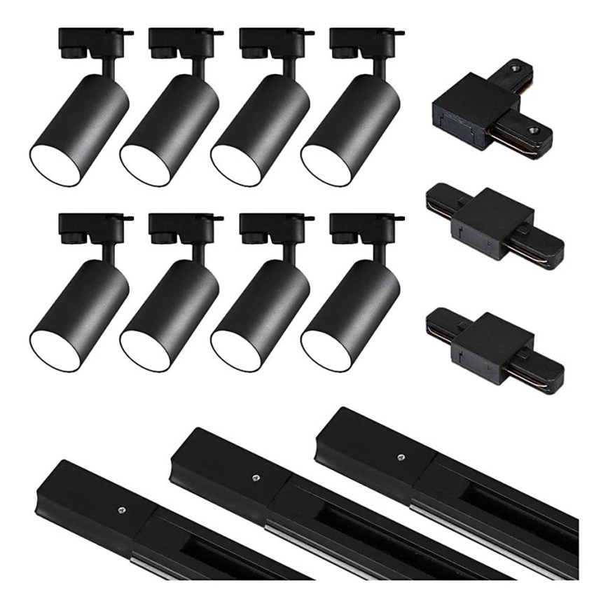 Spot in een rail systeem 8xGU10/25W/230V zwart