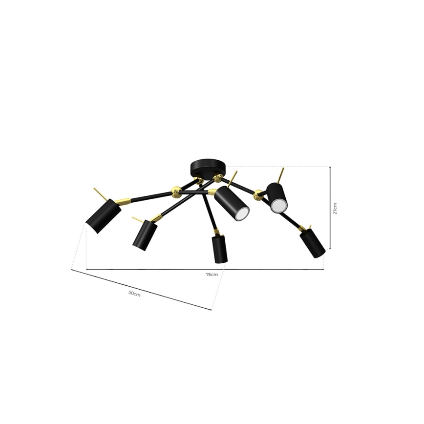 Spot IRIS 6xGU10/MR11/40W/230V zwart/goud