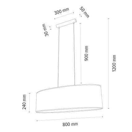 Hanglamp aan een koord MERCEDES 2xE27/40W/230V wit/eiken – FSC gecertificeerd