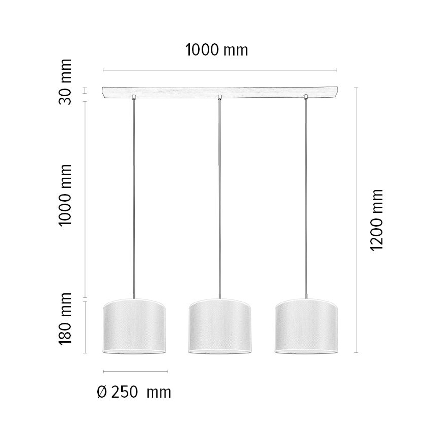 Hanglamp aan een koord BENITA 3xE27/40W/230V bruin/eiken – FSC gecertificeerd