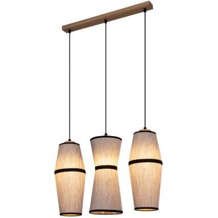 Hanglamp aan een koord AMIGO 3xE27/25W/230V eiken – FSC gecertificeerd