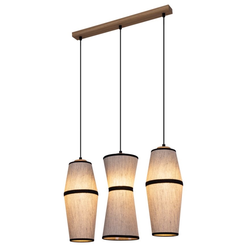 Hanglamp aan een koord AMIGO 3xE27/25W/230V eiken – FSC gecertificeerd