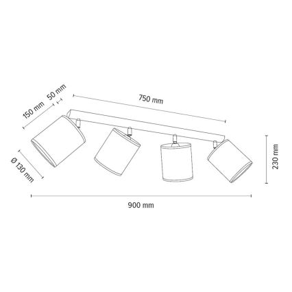 Spot BENITA 4xE27/25W/230V crème/eiken – FSC gecertificeerd
