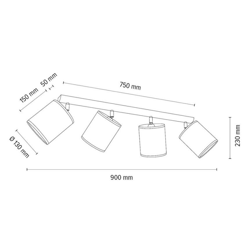 Spot BENITA 4xE27/25W/230V crème/eiken – FSC gecertificeerd