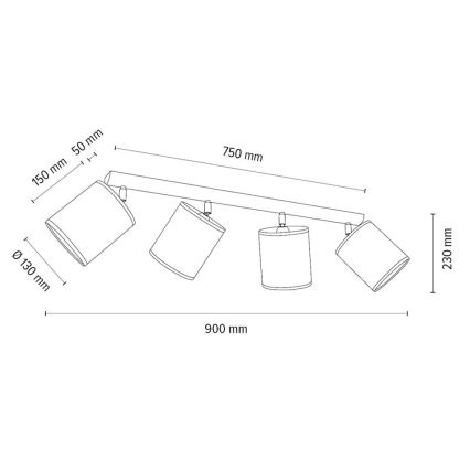 Spot BENITA 4xE27/25W/230V wit/eiken – FSC gecertificeerd