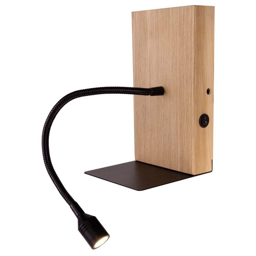Wandlamp LECTOR LED/2,5W/230V USB eiken – FSC gecertificeerd