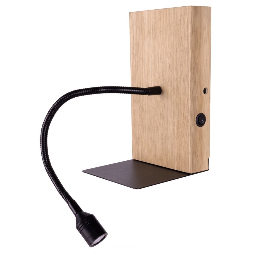 Wandlamp LECTOR LED/2,5W/230V USB eiken – FSC gecertificeerd