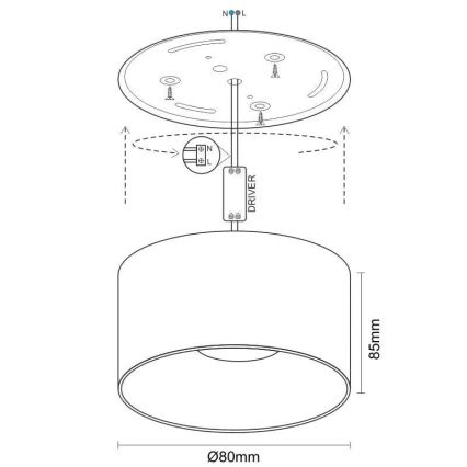 Spot LED/12W/230V 4000K d. 8 cm blanc