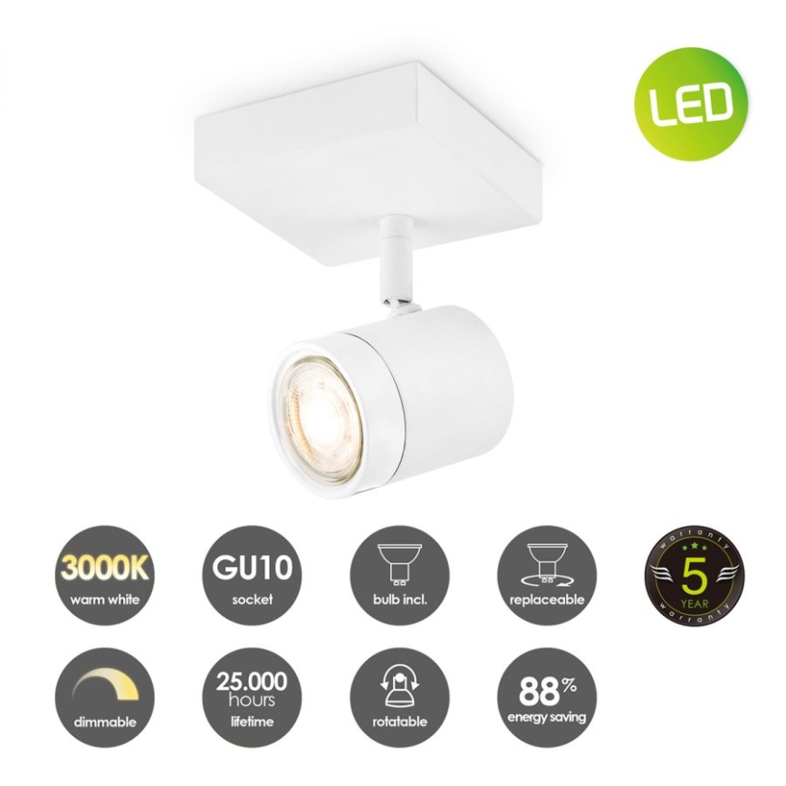 Spot LED à intensité variable MANU 1xGU10/5,8W/230V blanc