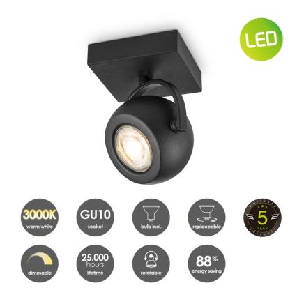 Spot LED à intensité variable NOP 1xGU10/5,8W/230V noir