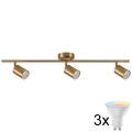 Spot LED RGBW dimmable GOLDIE 3xGU10/4,8W/230V 3000K doré + télécommande