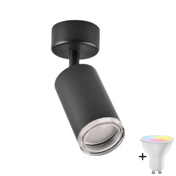 Spot LED RGBW dimmable pour salle de bains TURYN 1xGU10/4,8W/230V 3000K IP44 noir + télécommande