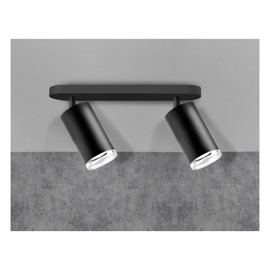 Spot LED RGBW dimmable pour salle de bains TURYN 2xGU10/4,8W/230V 3000K IP44 noir + télécommande