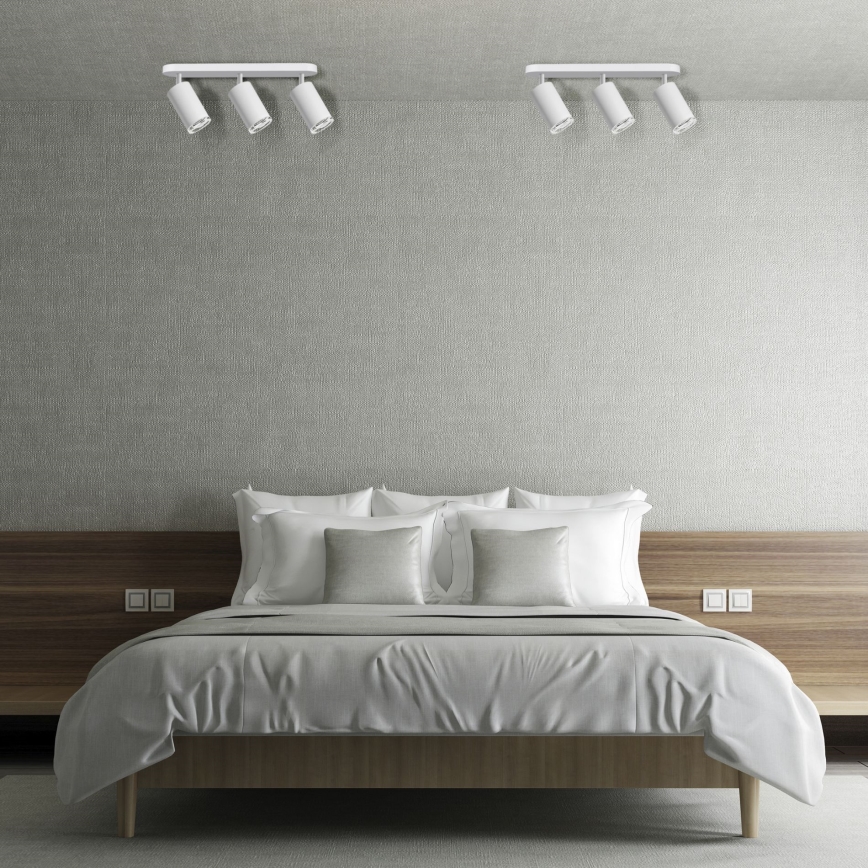 Spot LED RGBW dimmable pour salle de bains TURYN, 3x GU10, 4,8W, 230V, 3000 K, IP44, blanc + télécommande