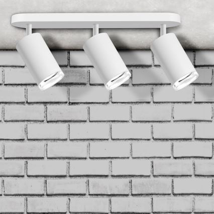 Spot LED RGBW dimmable pour salle de bains TURYN, 3x GU10, 4,8W, 230V, 3000 K, IP44, blanc + télécommande