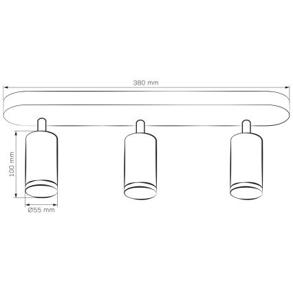 Spot LED RGBW dimmable pour salle de bains TURYN, 3x GU10, 4,8W, 230V, 3000 K, IP44, blanc + télécommande