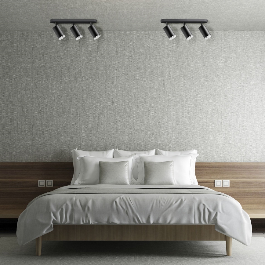 Spot LED RGBW dimmable pour salle de bains TURYN 3xGU10/4,8W/230V 3000K IP44 noir + télécommande