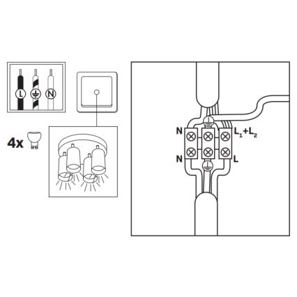Spot LED RGBW dimmable pour salle de bains TURYN 4x GU10 / 4,8W / 230V / 3000K / IP44 blanc + télécommande