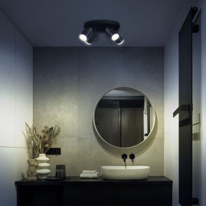 Spot LED RGBW dimmable pour salle de bains TURYN 4xGU10/4,8W/230V 3000K IP44 noir + télécommande