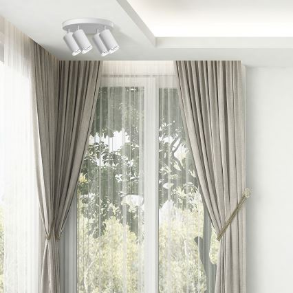 Spot LED RGBW dimmable pour salle de bains TURYN 4x GU10 / 6W / 230V / 3000K / IP44 blanc + télécommande