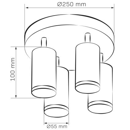 Spot LED RGBW dimmable pour salle de bains TURYN 4x GU10 / 6W / 230V / 3000K / IP44 blanc + télécommande