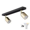 Spot LED RGBW dimmable TOP 2xGU10/6,5W/230V 2700-6500K noir/doré