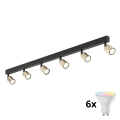 Spot LED RGBW dimmable TOP 6xGU10/6,5W/230V 2700-6500K noir/or