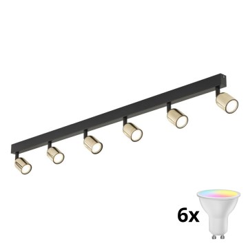 Spot LED RGBW dimmable TOP 6xGU10/6,5W/230V 2700-6500K noir/or
