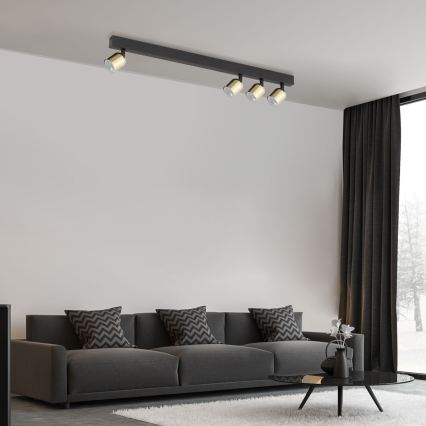 Spot LED TOP 4xGU10/10W/230V noir/doré