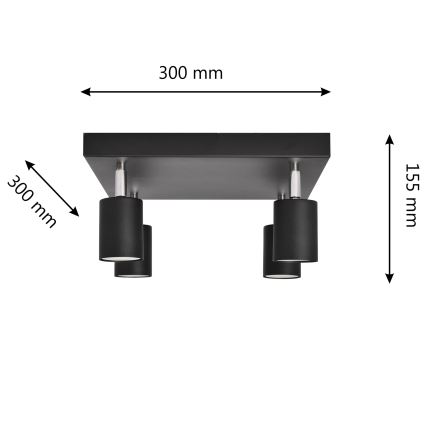 Spot LED TUNE 4xGU10/4,8W/230V noir