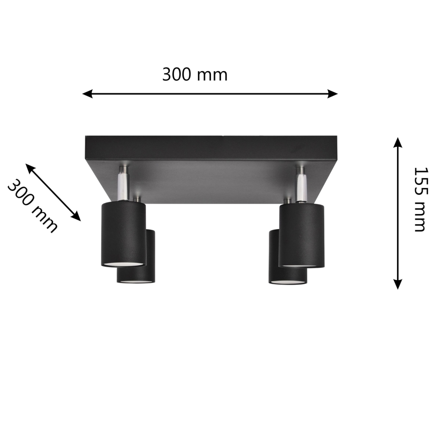 Spot LED TUNE 4xGU10/4,8W/230V noir