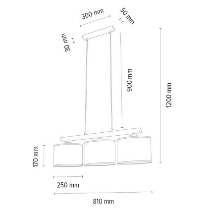 Hanglamp aan een koord MERCEDES 3xE27/40W/230V bruin/eiken
