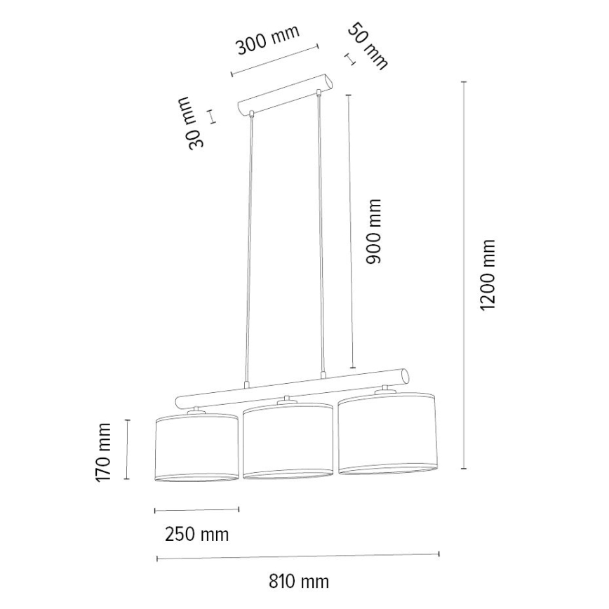 Suspension sur câble MERCEDES 3xE27/40W/230V brun/chêne